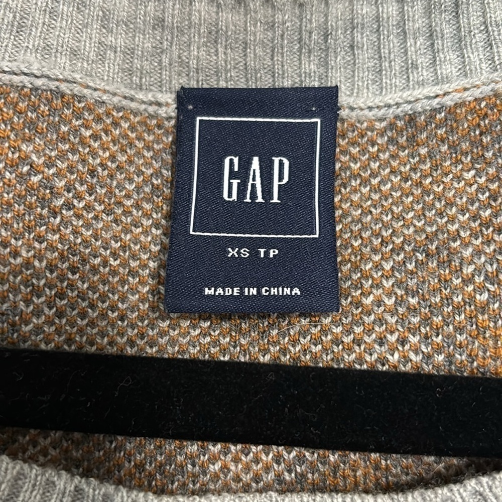 Gap Animal Print Merino Wool Blend Long Sleeve Crew Neck Sweater XS Grey - Picture 6 of 11